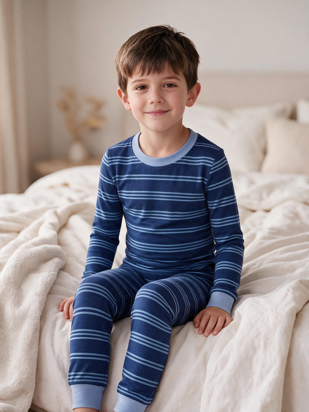 Christmas / Halloween Pajamas 2-piece Bamboo Pajamas Set With Playful Print for Toddler / Kids ( Snug-Fitting) Blue