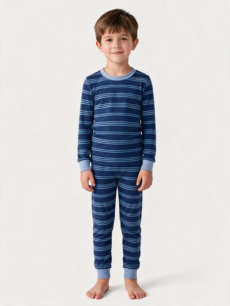 Christmas / Halloween Pajamas 2-piece Bamboo Pajamas Set With Playful Print for Toddler / Kids ( Snug-Fitting) Blue