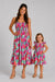 Mom & Me Matching Cotton Vacation Dresses Floral Smocked Dresses with Ruffle Straps for Summer Family Outings & Photos Multi-color