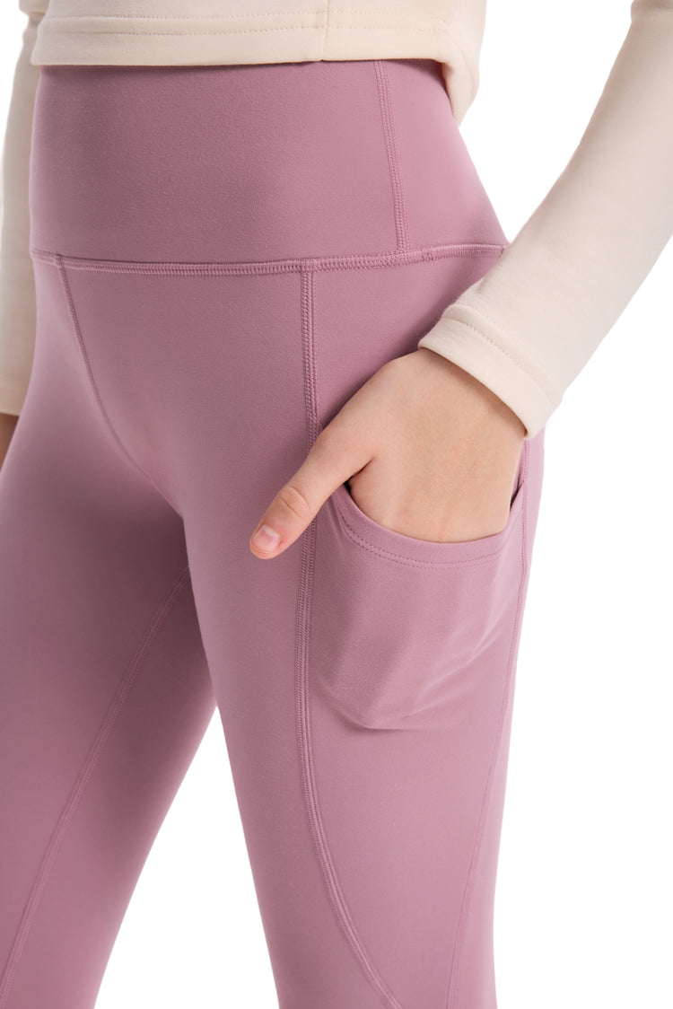 Leggings de yoga taille haute pour fille, couleur unie, avec chouchou assorti offert, violet