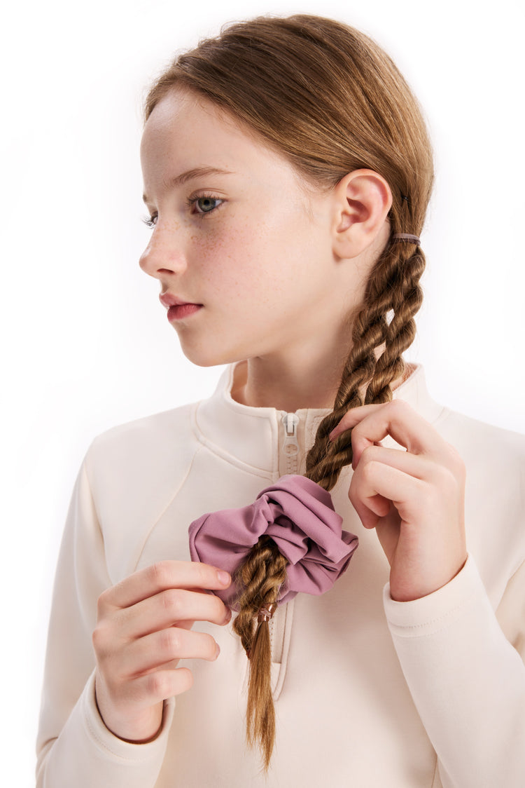 Leggings de yoga taille haute pour fille, couleur unie, avec chouchou assorti offert, violet