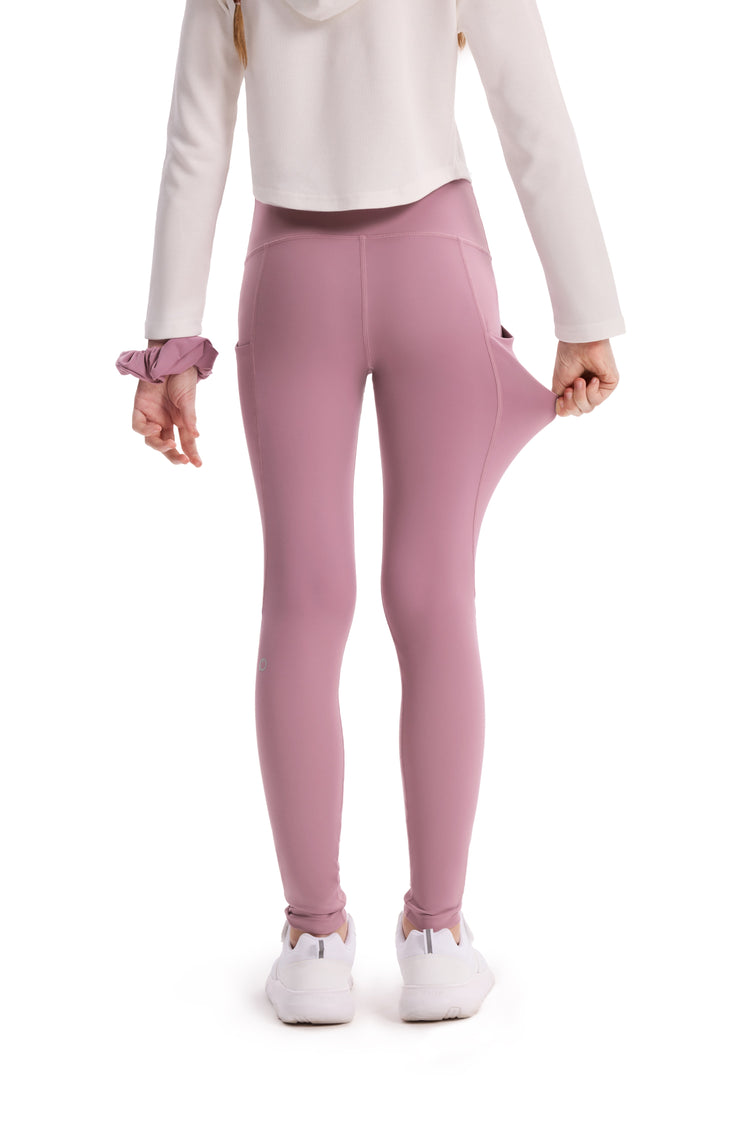 Leggings de yoga taille haute pour fille, couleur unie, avec chouchou assorti offert, violet