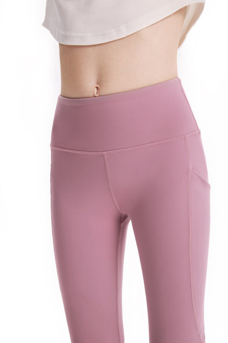 Leggings de yoga taille haute pour fille, couleur unie, avec chouchou assorti offert, violet