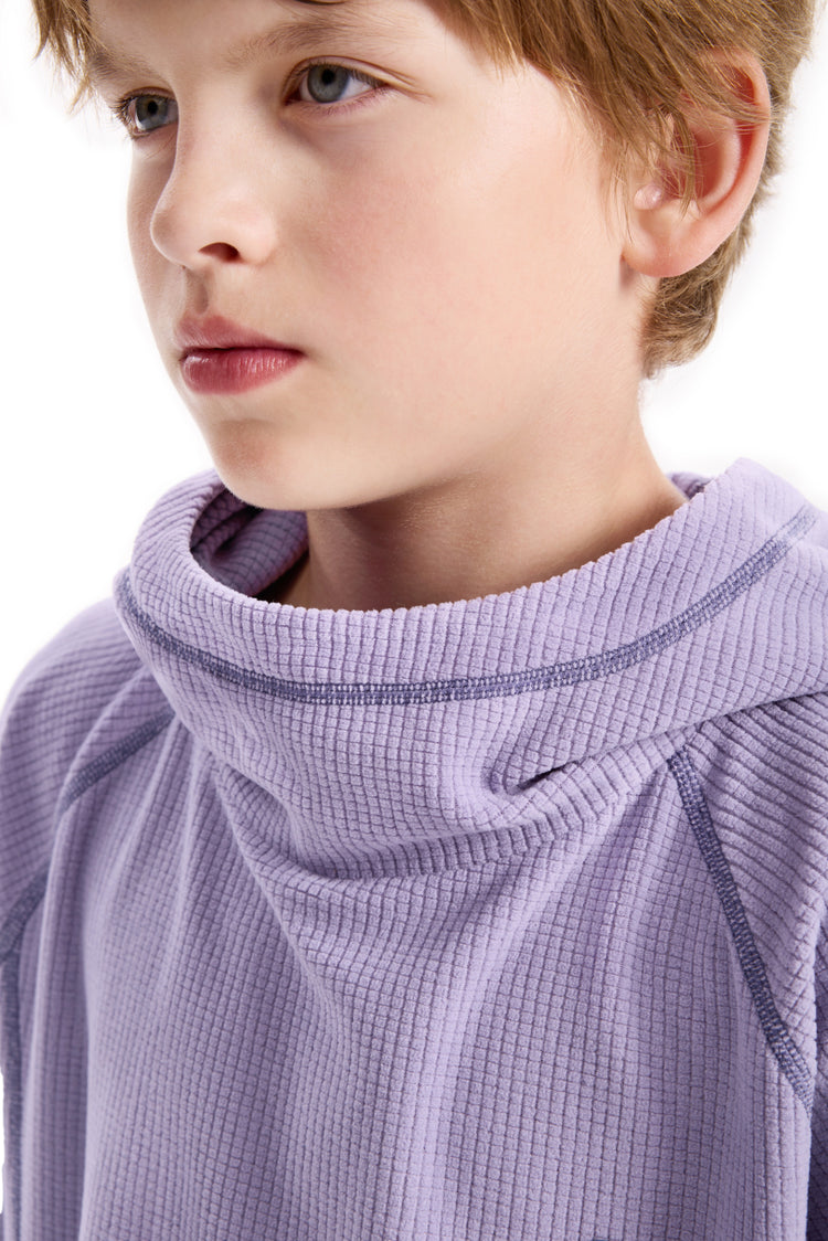 Haut de sport à capuche et manches longues pour enfant avec poches avant – Léger, respirant et à séchage rapide, violet clair