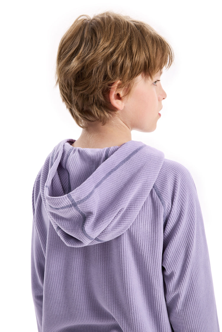 Haut de sport à capuche et manches longues pour enfant avec poches avant – Léger, respirant et à séchage rapide, violet clair