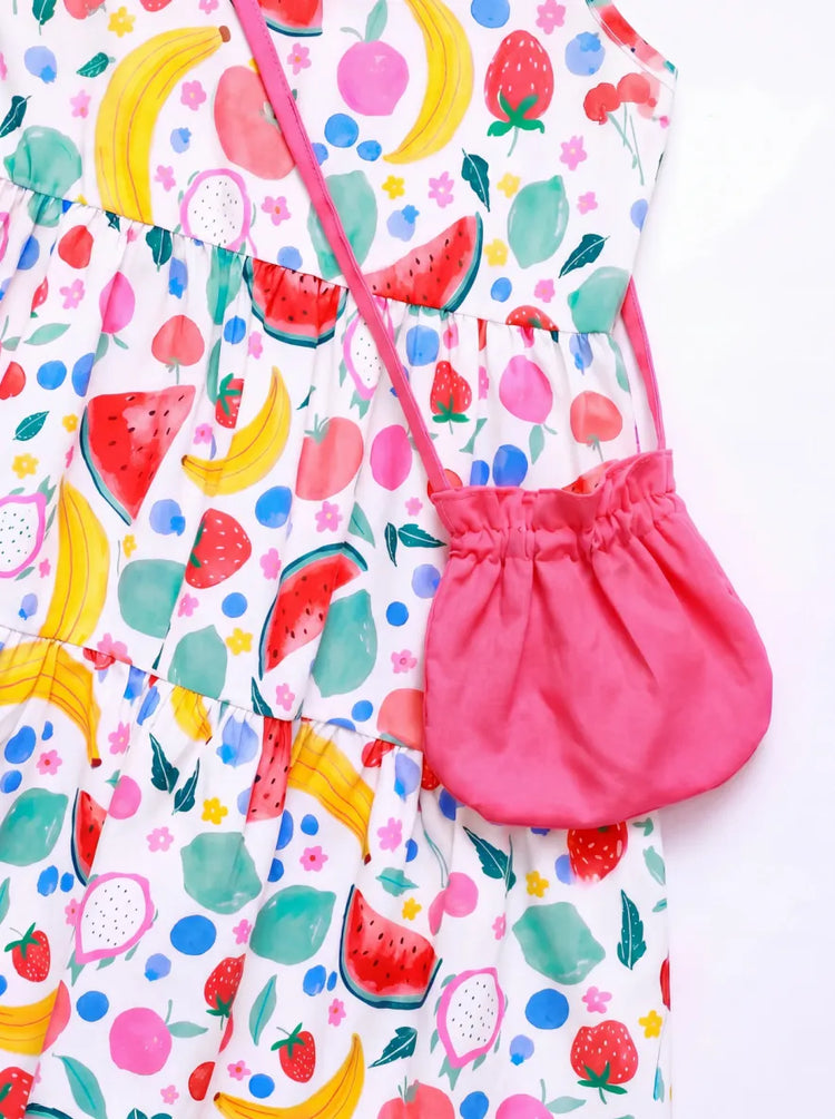 Fresh Market Toddler Girl Fruit Tiered Dress with Bag Multi-color