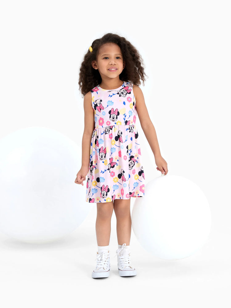 Disney Mickey and Friends Toddler Girl 1pc Naia™ Minnie Mouse Floral Print Sleeveless Dress Light Pink