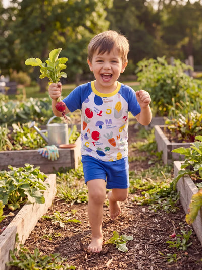 Fresh Market Toddler Boy Vegetable Top & Shorts Set Blue+Yellow