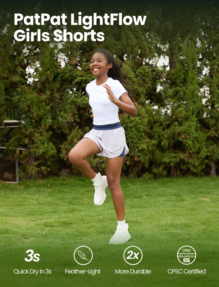 PatPat Lightflow Activewear short de sport ultra léger à séchage rapide pour fille avec doublure en viscose de bambou violet clair
