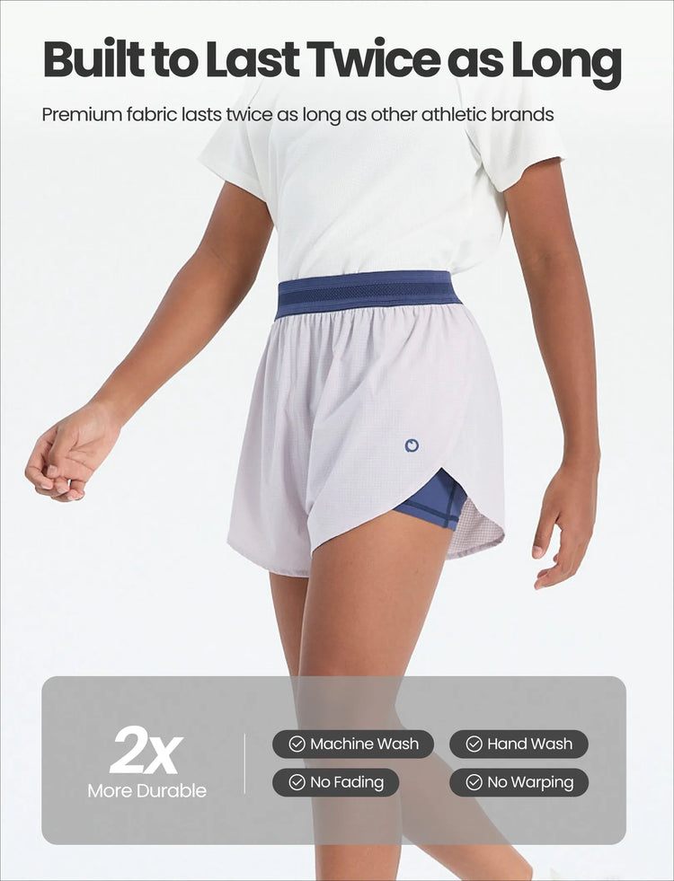 PatPat Lightflow Activewear short de sport ultra léger à séchage rapide pour fille avec doublure en viscose de bambou violet clair