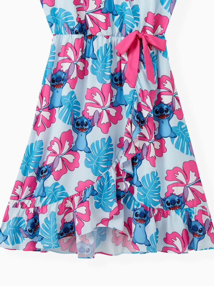 Disney Stitch Family Matching Naia? Stitch and Hawaii Style Floral Print Sleeveless Dress/Onesie£¯Shirt Multi-color