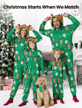 Green Christmas Family Pajamas Sets 3D Reindeer Hooded Allover Print Onesies Green