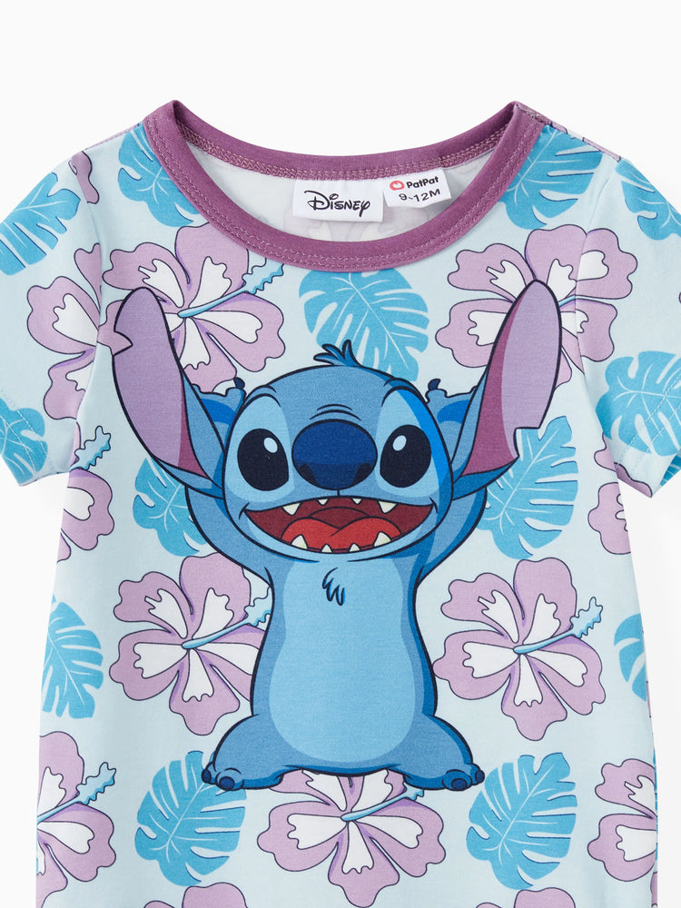 Disney Stitch Family Matching Naia? Stitch and Hawaii Style Floral Print Sleeveless Dress/Onesie£¯Shirt Multi-color