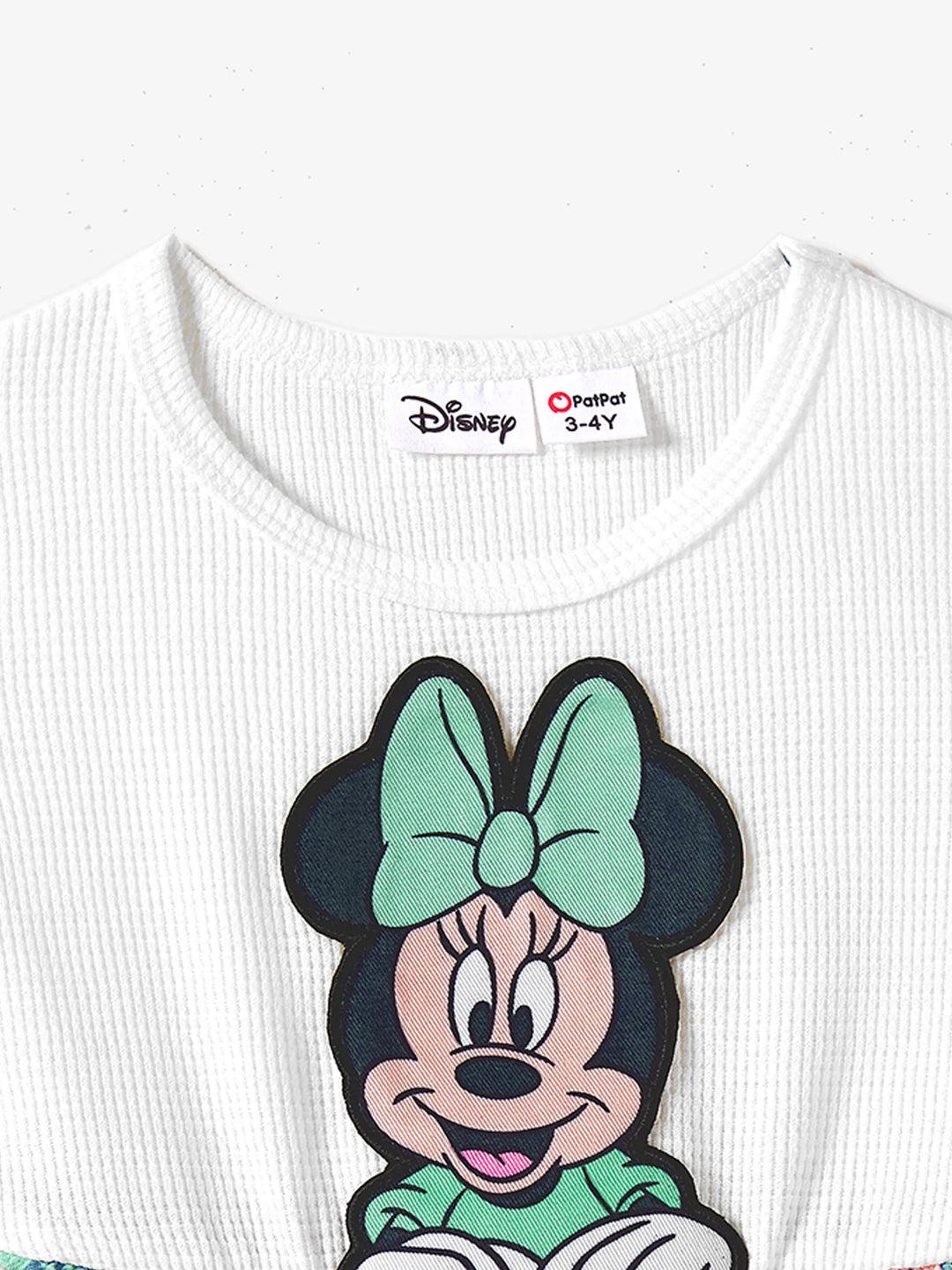 Disney Mickey y Amigos Mamá y Yo Vestido de Tela Waffle con Estampado Botánico Tropical verdeblanco