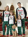 Weihnachts-Passendes Familienpyjama-Set SANTA'S Cutiest ELF Letterprint Langärmeliger grüner Gitterpyjamas mit Weihnachtssocken grün