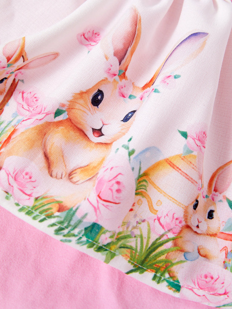 Barboteuse brodée à imprimé animal pour bébé fille, rose