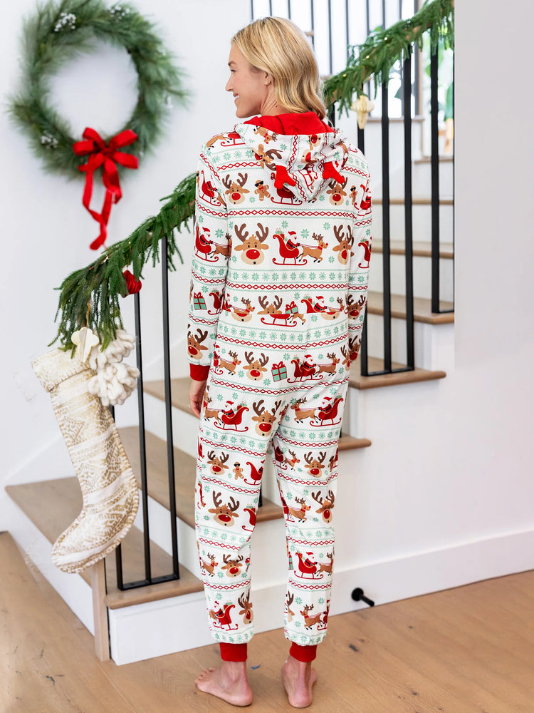 Ensemble pyjama de Noël assorti pour toute la famille, imprimé renne, manches longues, avec chaussettes de Noël rouges