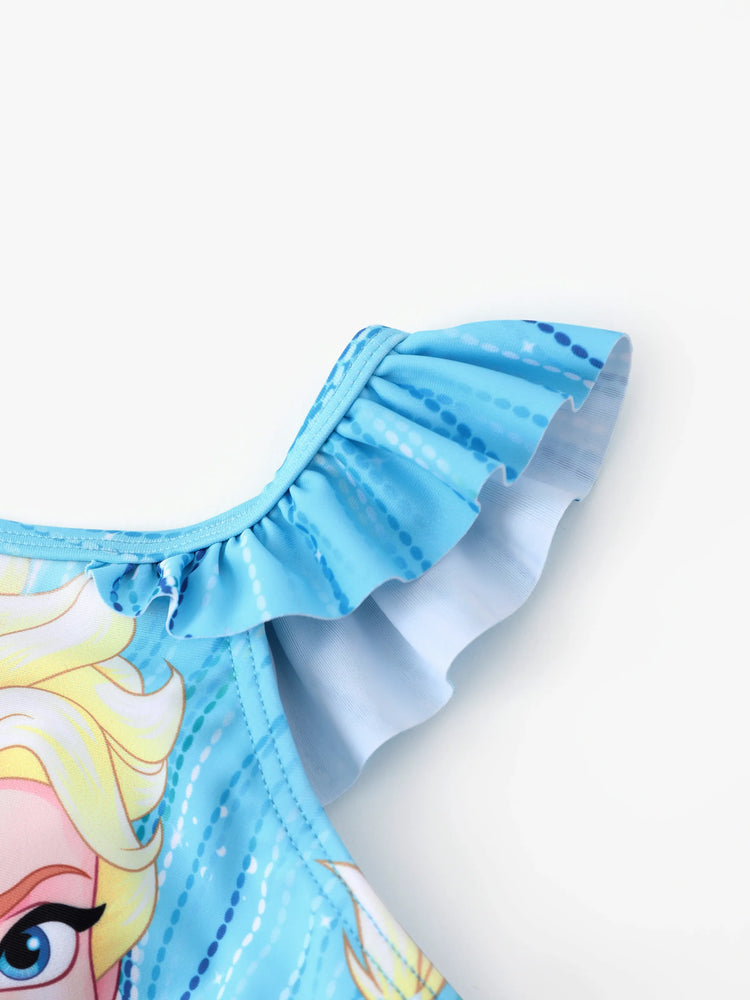 Disney Frozen Toddler/Kid Girl Elsa Ruffled Straps Swimsuit Blue