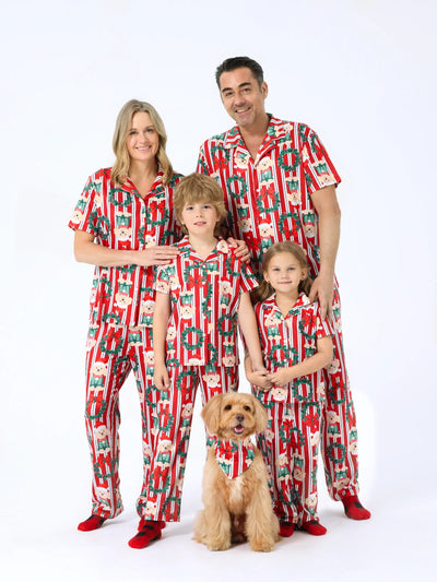 Ensemble de pyjamas assortis pour la famille, imprimé chien de Noël, rouge