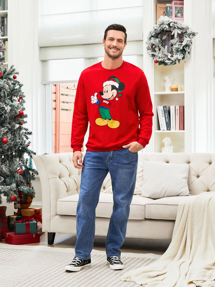 Disney Mickey and Friends Family Matching Christmas Character Print Sweatshirt Red