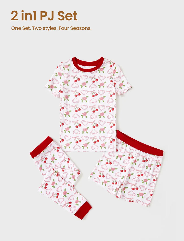 Pyjama de Noël/Halloween pour tout-petits/enfants Ensemble de pyjama 3 pièces en bambou Look 2 en 1 pour 4 saisons (ajustement parfait) Rouge