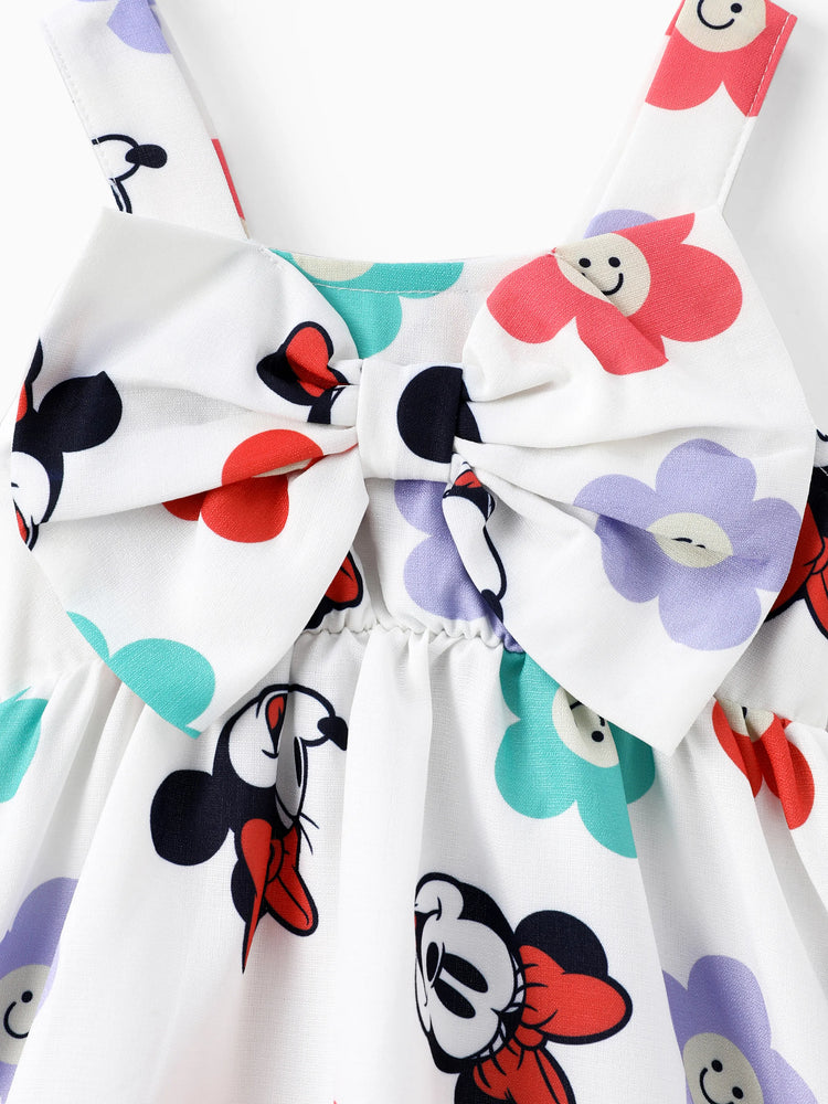 Robe blanche à imprimé floral Minnie et nœud papillon pour bébé fille Disney Mickey et ses amis