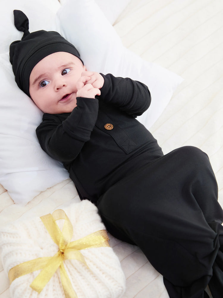 Bambus Baby Schlafsack für Jungen/Mädchen mit Hut schwarz