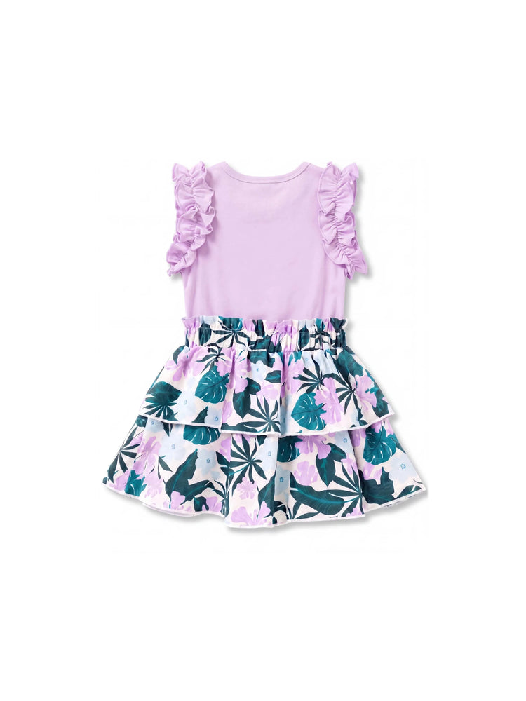 Fresh Market Toddler Girl Tropical Floral Tiered Dress Purple