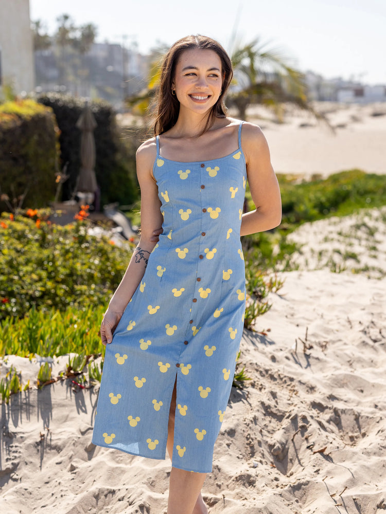 Mommy and Me Disney Mickey and Friends Family matching Mickey Mouse Allover Print Denim Dresse/Jumpsuit/T-shirt Blue