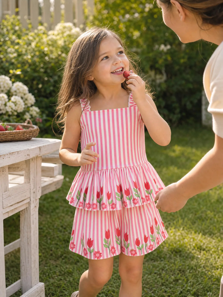 Fresh Market Baby Girl Tulip Ruffle Top & Shorts Set Pink