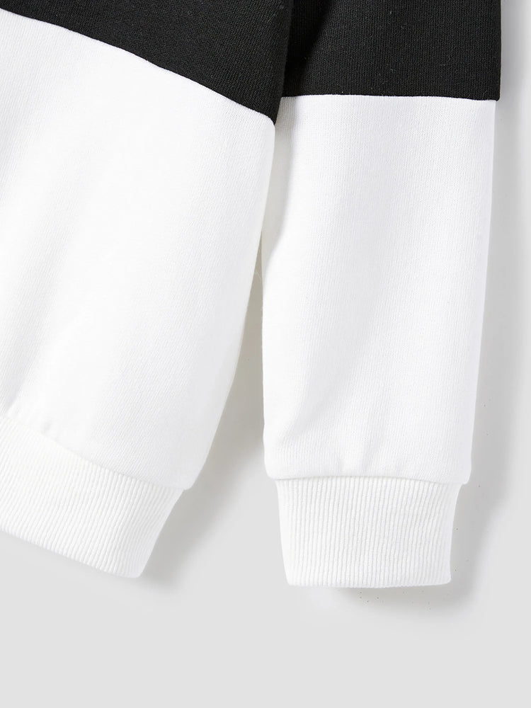 Family Matching Black-Almond Mesh Skirt and Classic Round Neck Long Sleeve Tops Sets Black