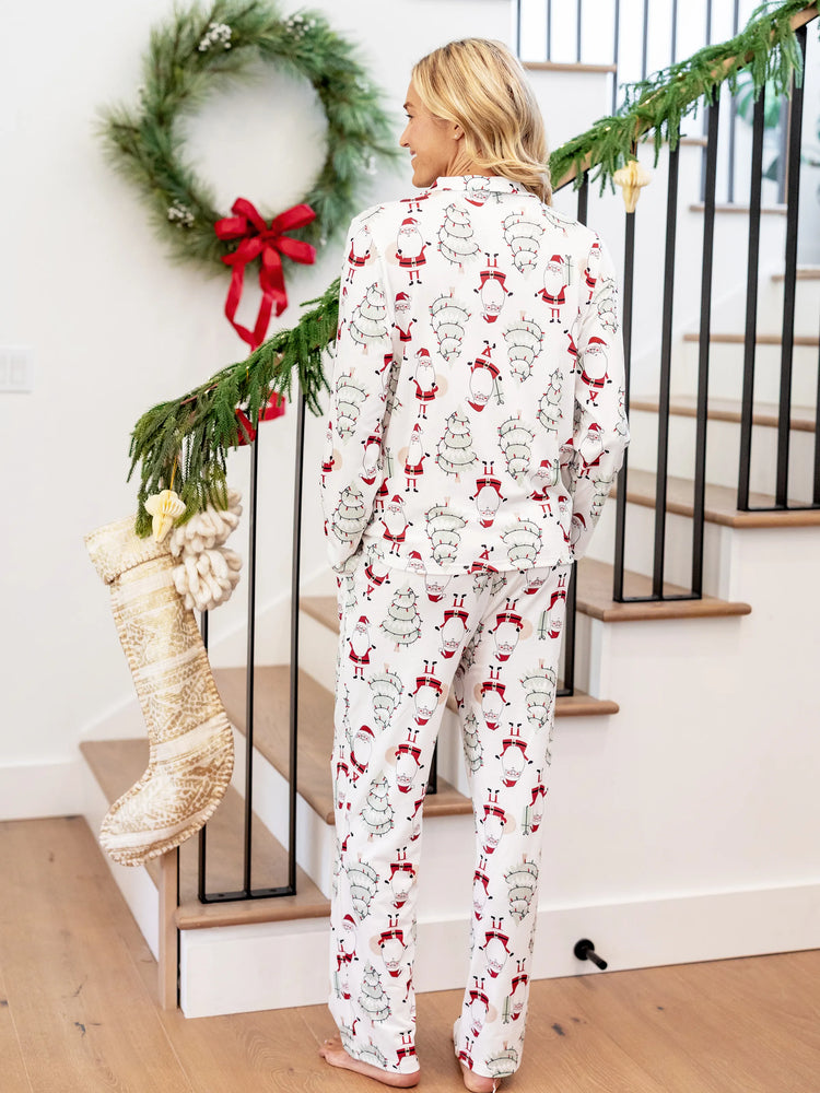 Ensemble pyjama de Noël assorti pour toute la famille, imprimé gnome blanc, avec chaussettes de Noël blanches