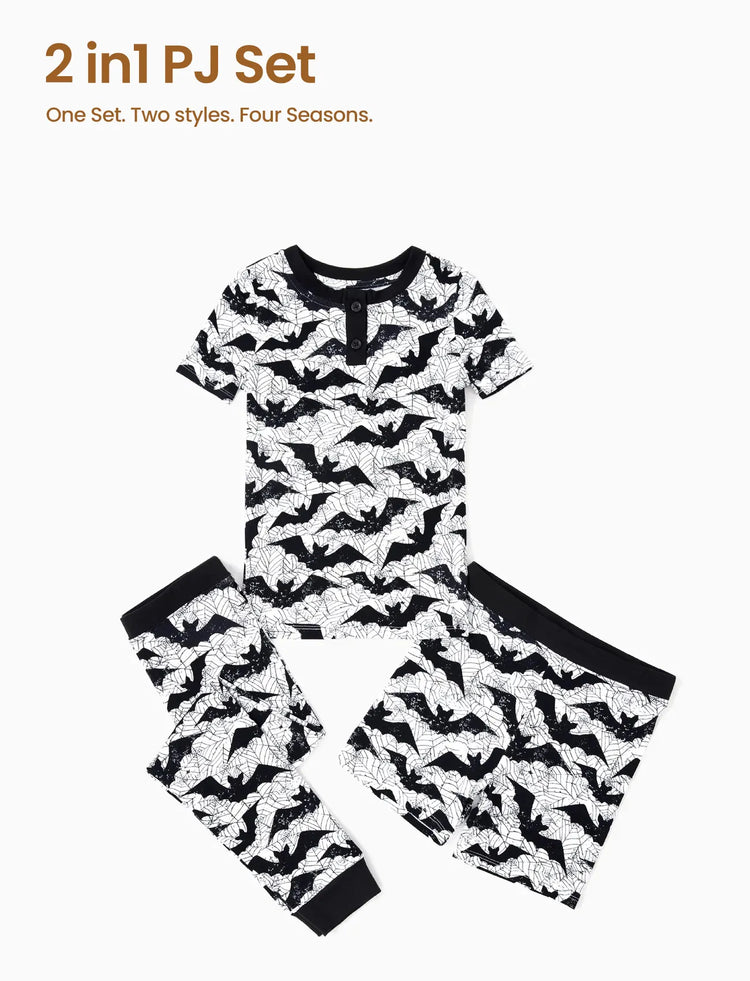 Pyjama 3 pièces en bambou pour garçon, idéal pour Noël ou Halloween, idéal pour les 4 saisons (coupe ajustée), gris