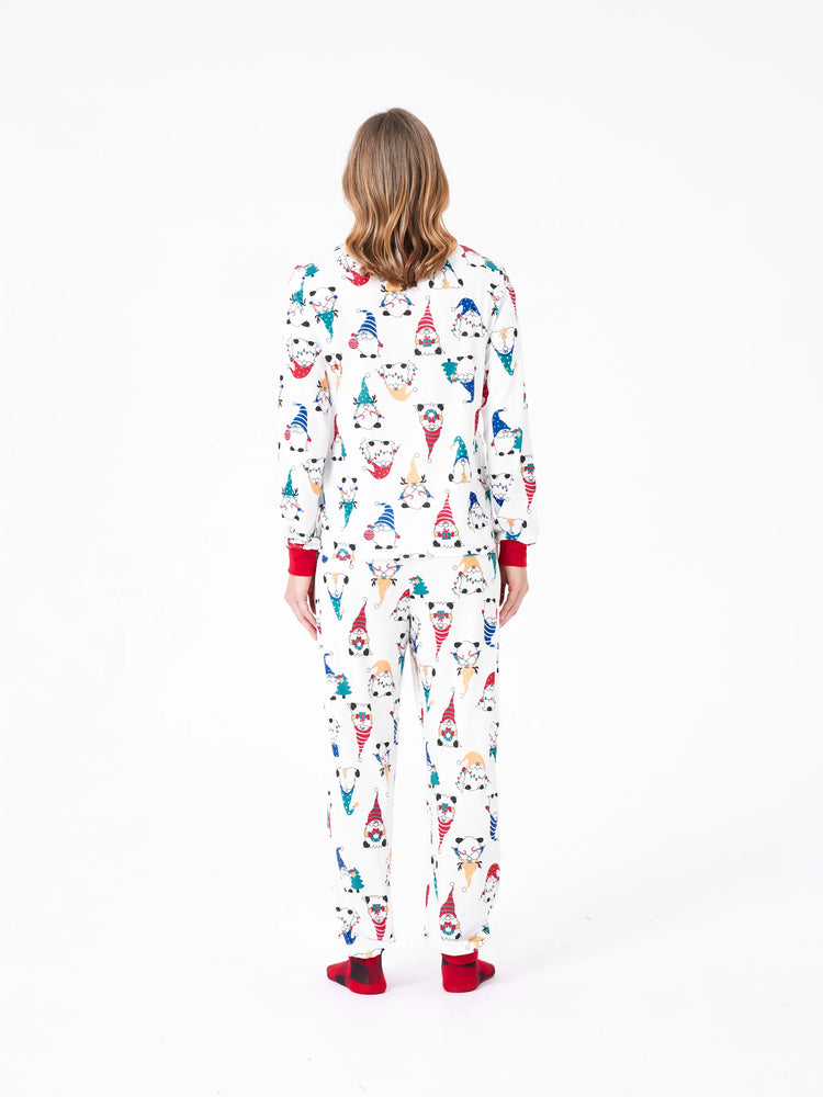 Christmas Matching Family Pajamas Set Christmas Gnome Print PJS with Christmas Socks Red
