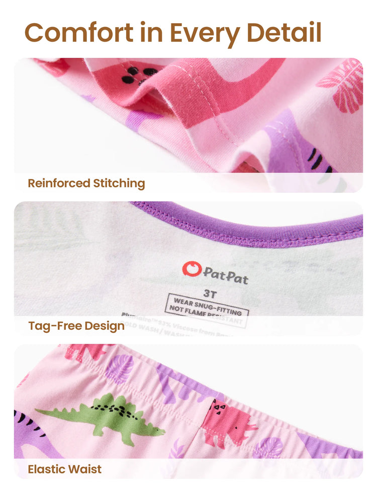 Kleinkind / Kinder 2-teiliger Pyjama aus Bio-Baumwolle mit kindlichem Print Eng anliegende Pyjamas für Mädchen / Jungen rosa