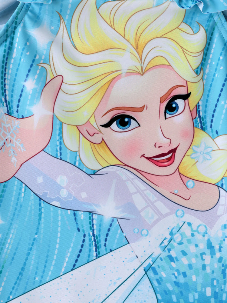 Disney Frozen Toddler/Kid Girl Elsa Ruffled Straps Swimsuit Blue