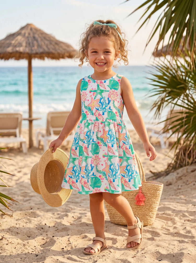 Ocean Vibes Toddler Girl Crossback Dress Green
