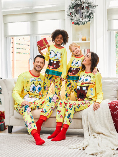 SpongeBob SquarePants Christmas Family matching Print Pajamas Sets with Christmas Socks