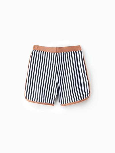 Toddler Boy Vertical Stripe Drawstring Swim Drunks Khaki