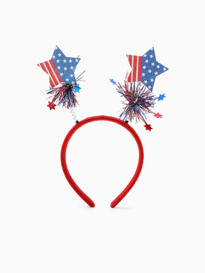 Independence Day Mommy and Me Patriotic Sequin Bow Headband Set Color block