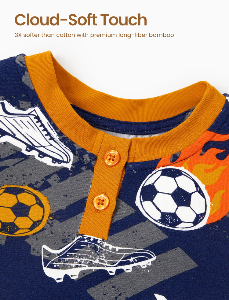 Pyjama 3 pièces en bambou pour garçon, idéal pour Noël ou Halloween, idéal pour les 4 saisons (coupe ajustée), noir