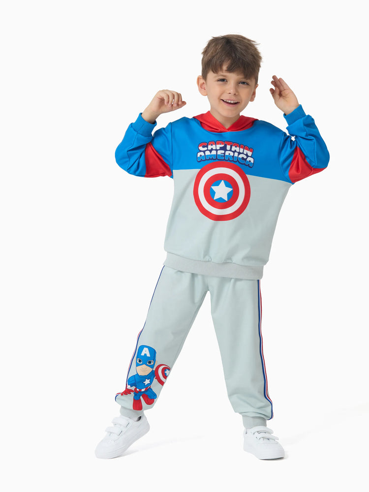 Ensemble 2 pièces Marvel pour tout-petit garçon, sweat à capuche et pantalon de survêtement Captain America, gris