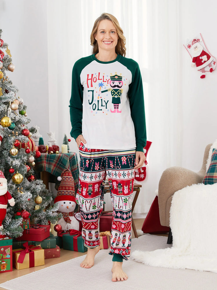 Matching Family Christmas Long Raglan Sleeves Nutcracker Pajamas Sets MultiColour