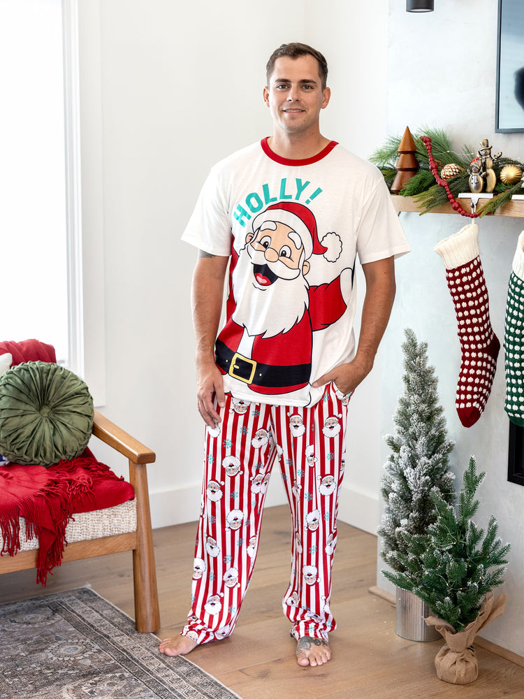 Ensemble pyjama de Noël assorti pour toute la famille, motif Père Noël et flocons de neige, rayures rouges