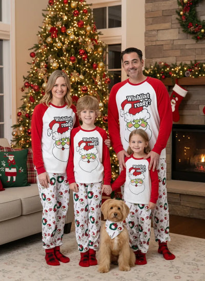 Ensemble pyjama de Noël assorti pour toute la famille, imprimé Grinch et chaussettes de Noël rouges