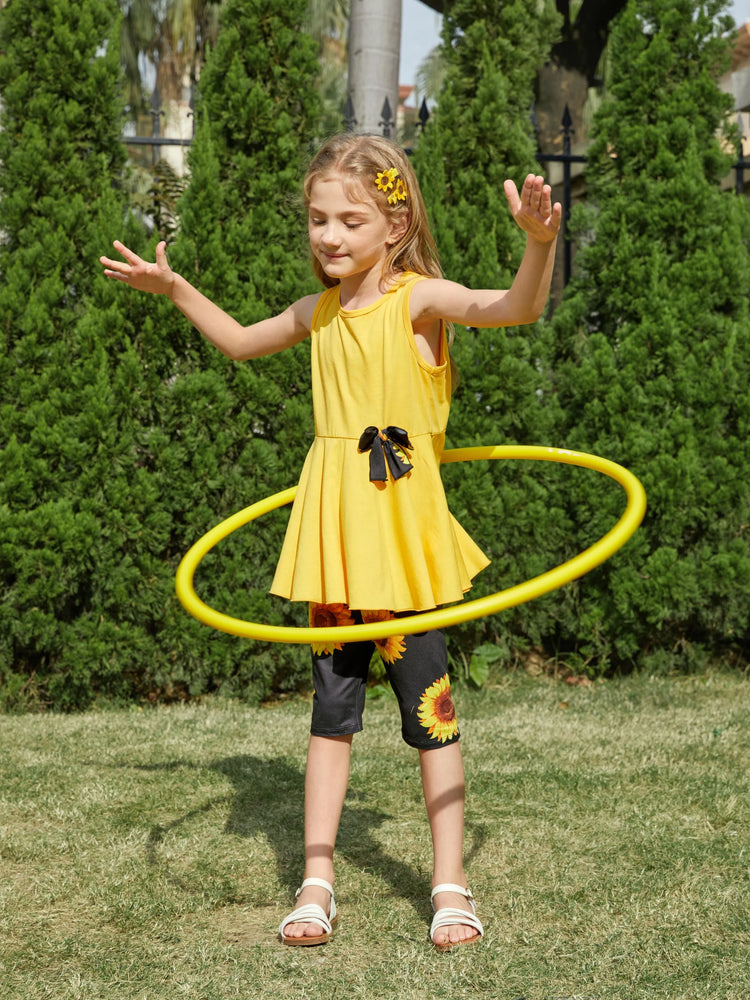 Toddler/Kid Girl 2pcs Tunie Top and Leggings Set Yellow