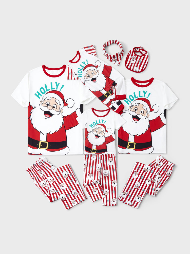 Ensemble pyjama de Noël assorti pour toute la famille, motif Père Noël et flocons de neige, rayures rouges