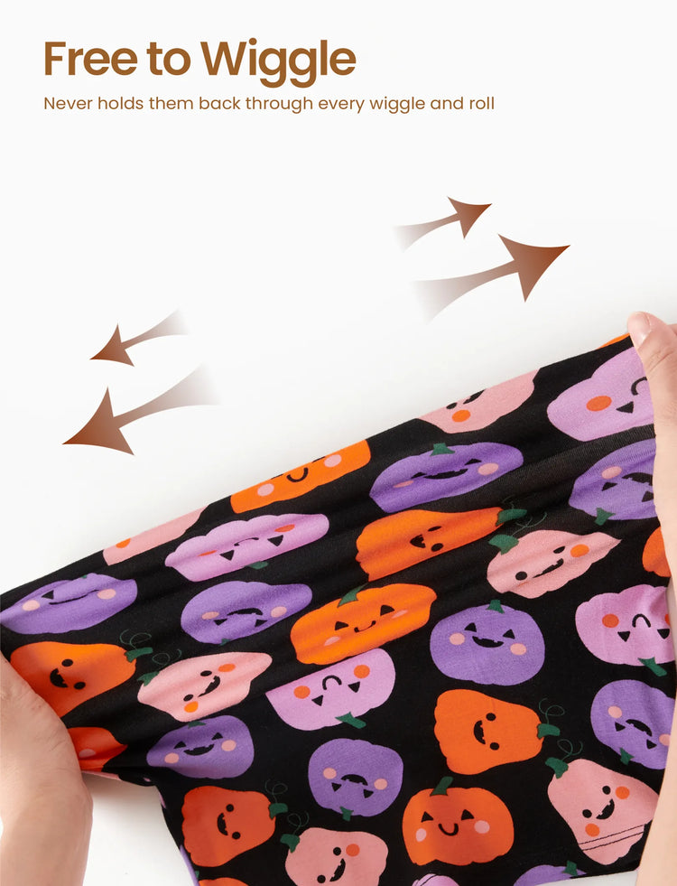 Pyjama de Noël/Halloween 2 pièces en bambou avec imprimé enfantin pour petite fille (ajusté) Rose violet