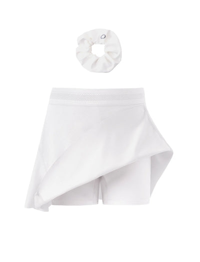 PatPat Rapidair activewear Kid Girl Athletic 2 in 1 Tennis Skort with Bamboo Viscose Shorts & Pocket White