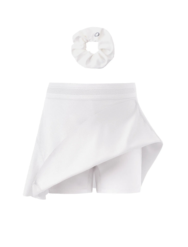 PatPat Rapidair activewear Kid Girl Athletic 2 in 1 Tennis Skort with Bamboo Viscose Shorts & Pocket White